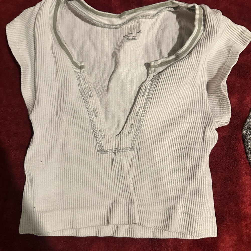 Urban Outfitters Cream Ribbed Crop Top